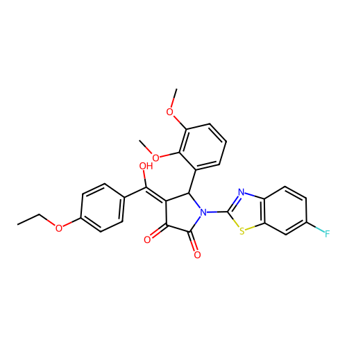 (4E)-5-(2,3-dimethoxyphenyl)-4-[(4-ethoxyphenyl)(hydroxy)methylidene]-1-(6-fluoro-1,3-benzothiazol-2-yl)pyrrolidine-2,3-dione structure