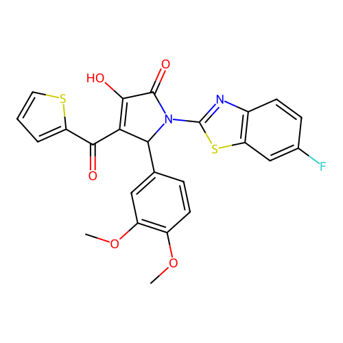 (4E)-5-(3,4-dimethoxyphenyl)-1-(6-fluoro-1,3-benzothiazol-2-yl)-4-[hydroxy(thiophen-2-yl)methylidene]pyrrolidine-2,3-dione structure