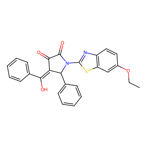 (4E)-1-(6-ethoxy-1,3-benzothiazol-2-yl)-4-[hydroxy(phenyl)methylidene]-5-phenylpyrrolidine-2,3-dione structure