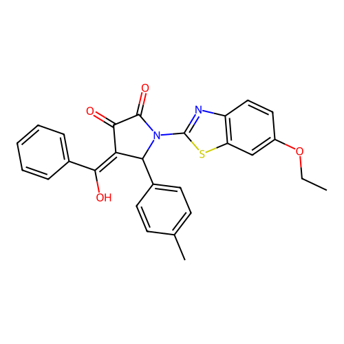 (4E)-1-(6-ethoxy-1,3-benzothiazol-2-yl)-4-[hydroxy(phenyl)methylidene]-5-(4-methylphenyl)pyrrolidine-2,3-dione structure