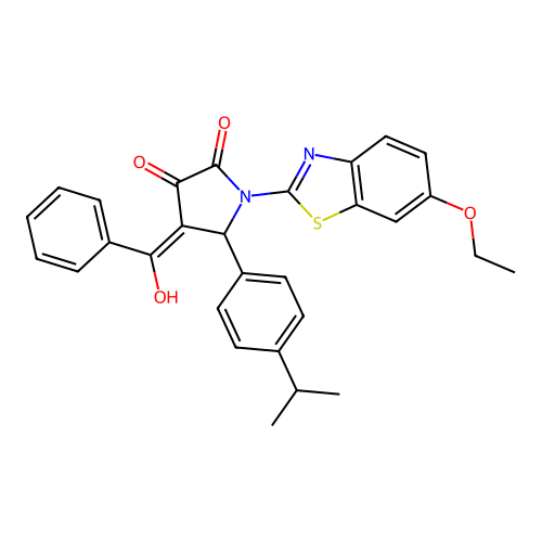 (4E)-1-(6-ethoxy-1,3-benzothiazol-2-yl)-4-[hydroxy(phenyl)methylidene]-5-(4-propan-2-ylphenyl)pyrrolidine-2,3-dione structure