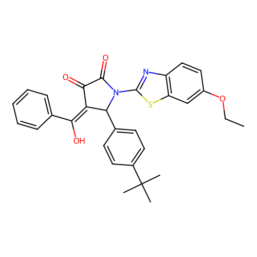 (4E)-5-(4-tert-butylphenyl)-1-(6-ethoxy-1,3-benzothiazol-2-yl)-4-[hydroxy(phenyl)methylidene]pyrrolidine-2,3-dione structure