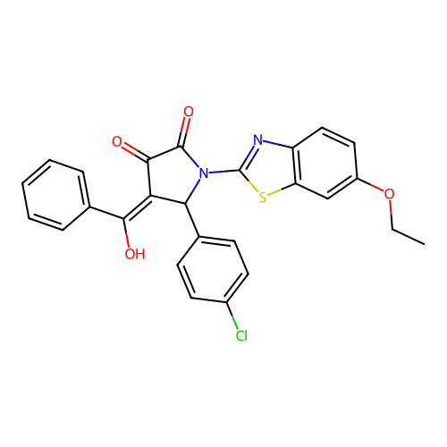 (4E)-5-(4-chlorophenyl)-1-(6-ethoxy-1,3-benzothiazol-2-yl)-4-[hydroxy(phenyl)methylidene]pyrrolidine-2,3-dione structure