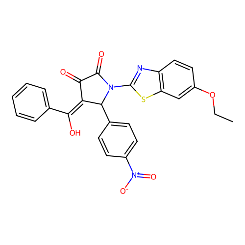 (4E)-1-(6-ethoxy-1,3-benzothiazol-2-yl)-4-[hydroxy(phenyl)methylidene]-5-(4-nitrophenyl)pyrrolidine-2,3-dione structure