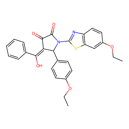 (4E)-1-(6-ethoxy-1,3-benzothiazol-2-yl)-5-(4-ethoxyphenyl)-4-[hydroxy(phenyl)methylidene]pyrrolidine-2,3-dione structure