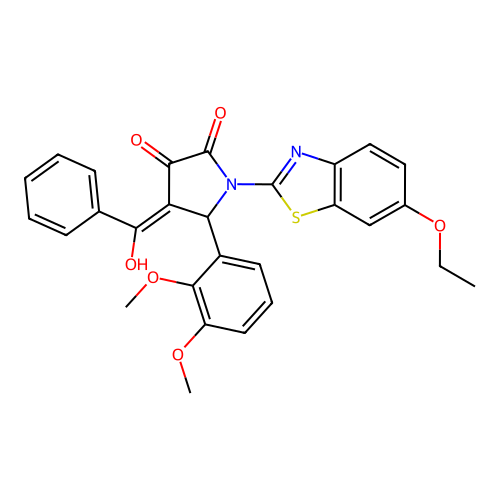 (4E)-5-(2,3-dimethoxyphenyl)-1-(6-ethoxy-1,3-benzothiazol-2-yl)-4-[hydroxy(phenyl)methylidene]pyrrolidine-2,3-dione structure