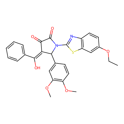 (4E)-5-(3,4-dimethoxyphenyl)-1-(6-ethoxy-1,3-benzothiazol-2-yl)-4-[hydroxy(phenyl)methylidene]pyrrolidine-2,3-dione structure