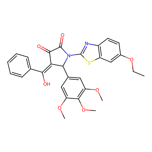 (4E)-1-(6-ethoxy-1,3-benzothiazol-2-yl)-4-[hydroxy(phenyl)methylidene]-5-(3,4,5-trimethoxyphenyl)pyrrolidine-2,3-dione structure
