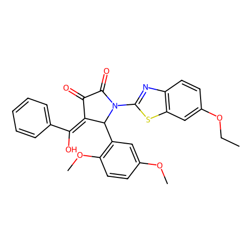 (4E)-5-(2,5-dimethoxyphenyl)-1-(6-ethoxy-1,3-benzothiazol-2-yl)-4-[hydroxy(phenyl)methylidene]pyrrolidine-2,3-dione structure