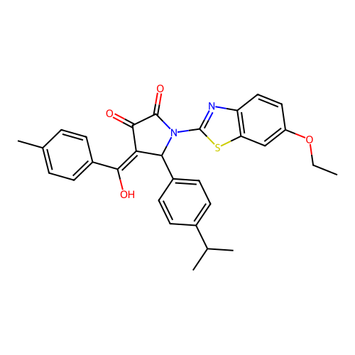 (4E)-1-(6-ethoxy-1,3-benzothiazol-2-yl)-4-[hydroxy(4-methylphenyl)methylidene]-5-[4-(propan-2-yl)phenyl]pyrrolidine-2,3-dione structure