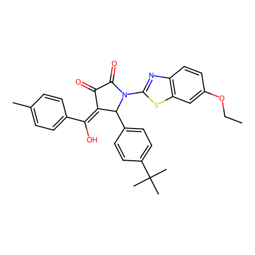 (4E)-5-(4-tert-butylphenyl)-1-(6-ethoxy-1,3-benzothiazol-2-yl)-4-[hydroxy(4-methylphenyl)methylidene]pyrrolidine-2,3-dione structure