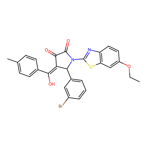 (4E)-5-(3-bromophenyl)-1-(6-ethoxy-1,3-benzothiazol-2-yl)-4-[hydroxy(4-methylphenyl)methylidene]pyrrolidine-2,3-dione structure