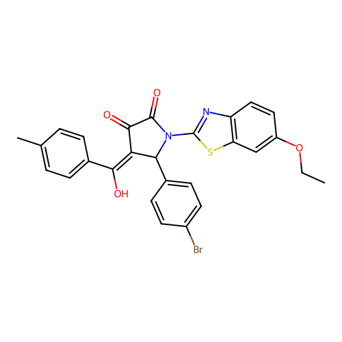 (4E)-5-(4-bromophenyl)-1-(6-ethoxy-1,3-benzothiazol-2-yl)-4-[hydroxy(4-methylphenyl)methylidene]pyrrolidine-2,3-dione structure