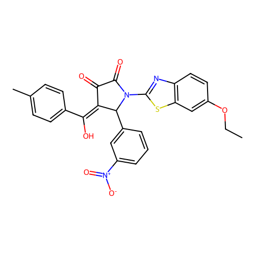 (4E)-1-(6-ethoxy-1,3-benzothiazol-2-yl)-4-[hydroxy(4-methylphenyl)methylidene]-5-(3-nitrophenyl)pyrrolidine-2,3-dione structure
