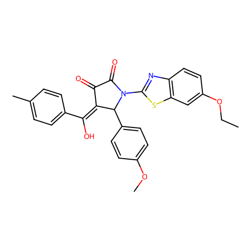 (4E)-1-(6-ethoxy-1,3-benzothiazol-2-yl)-4-[hydroxy(4-methylphenyl)methylidene]-5-(4-methoxyphenyl)pyrrolidine-2,3-dione structure