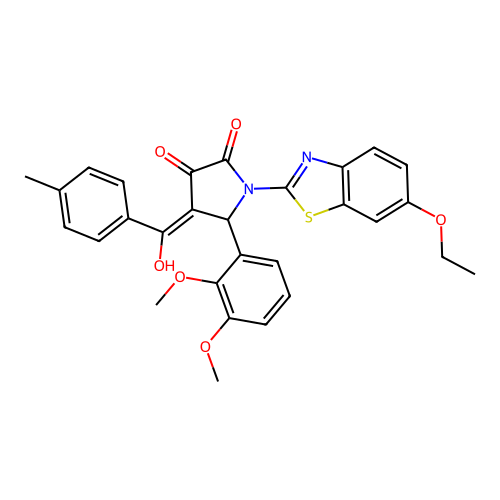 (4E)-5-(2,3-dimethoxyphenyl)-1-(6-ethoxy-1,3-benzothiazol-2-yl)-4-[hydroxy(4-methylphenyl)methylidene]pyrrolidine-2,3-dione structure