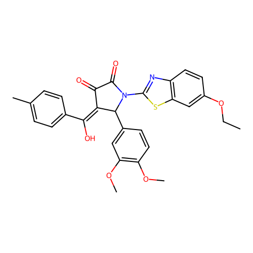 (4E)-5-(3,4-dimethoxyphenyl)-1-(6-ethoxy-1,3-benzothiazol-2-yl)-4-[hydroxy(4-methylphenyl)methylidene]pyrrolidine-2,3-dione structure