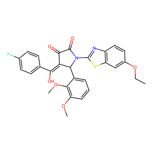 (4E)-5-(2,3-dimethoxyphenyl)-1-(6-ethoxy-1,3-benzothiazol-2-yl)-4-[(4-fluorophenyl)(hydroxy)methylidene]pyrrolidine-2,3-dione structure