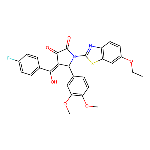 (4E)-5-(3,4-dimethoxyphenyl)-1-(6-ethoxy-1,3-benzothiazol-2-yl)-4-[(4-fluorophenyl)(hydroxy)methylidene]pyrrolidine-2,3-dione structure