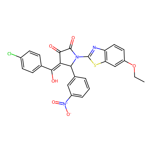 (4E)-4-[(4-chlorophenyl)(hydroxy)methylidene]-1-(6-ethoxy-1,3-benzothiazol-2-yl)-5-(3-nitrophenyl)pyrrolidine-2,3-dione structure
