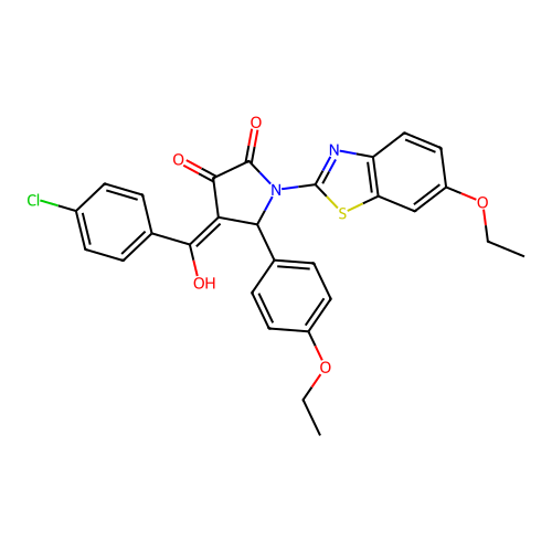 (4E)-4-[(4-chlorophenyl)(hydroxy)methylidene]-1-(6-ethoxy-1,3-benzothiazol-2-yl)-5-(4-ethoxyphenyl)pyrrolidine-2,3-dione structure