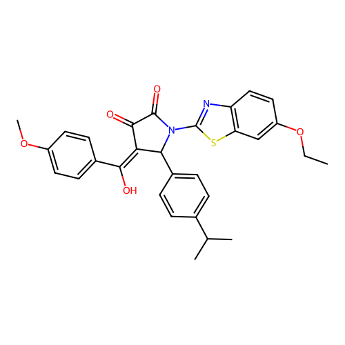(4E)-1-(6-ethoxy-1,3-benzothiazol-2-yl)-4-[hydroxy(4-methoxyphenyl)methylidene]-5-[4-(propan-2-yl)phenyl]pyrrolidine-2,3-dione structure