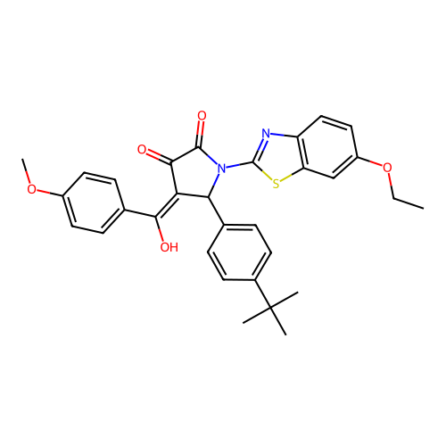 (4E)-5-(4-tert-butylphenyl)-1-(6-ethoxy-1,3-benzothiazol-2-yl)-4-[hydroxy(4-methoxyphenyl)methylidene]pyrrolidine-2,3-dione structure