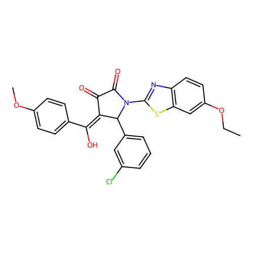 (4E)-5-(3-chlorophenyl)-1-(6-ethoxy-1,3-benzothiazol-2-yl)-4-[hydroxy(4-methoxyphenyl)methylidene]pyrrolidine-2,3-dione structure