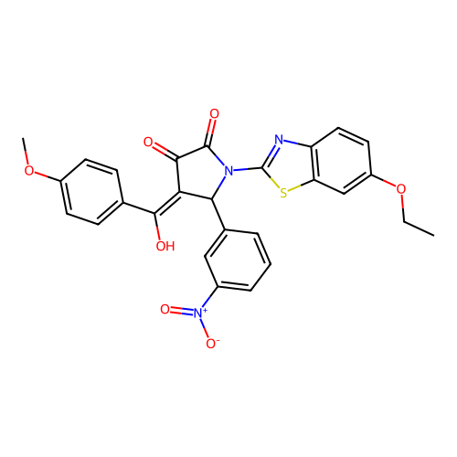 (4E)-1-(6-ethoxy-1,3-benzothiazol-2-yl)-4-[hydroxy(4-methoxyphenyl)methylidene]-5-(3-nitrophenyl)pyrrolidine-2,3-dione structure