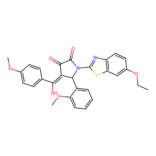 (4E)-1-(6-ethoxy-1,3-benzothiazol-2-yl)-4-[hydroxy(4-methoxyphenyl)methylidene]-5-(2-methoxyphenyl)pyrrolidine-2,3-dione structure