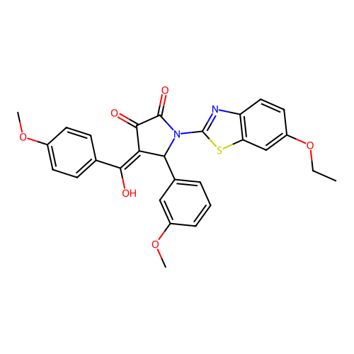 (4E)-1-(6-ethoxy-1,3-benzothiazol-2-yl)-4-[hydroxy(4-methoxyphenyl)methylidene]-5-(3-methoxyphenyl)pyrrolidine-2,3-dione structure