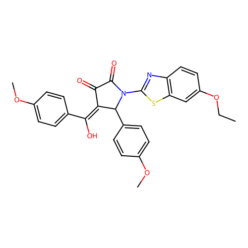 (4E)-1-(6-ethoxy-1,3-benzothiazol-2-yl)-4-[hydroxy(4-methoxyphenyl)methylidene]-5-(4-methoxyphenyl)pyrrolidine-2,3-dione structure