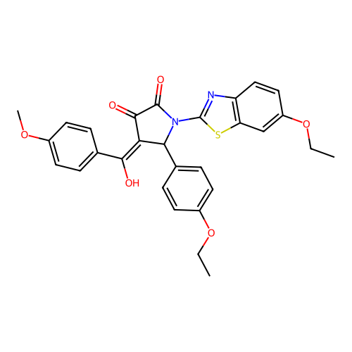 (4E)-1-(6-ethoxy-1,3-benzothiazol-2-yl)-5-(4-ethoxyphenyl)-4-[hydroxy(4-methoxyphenyl)methylidene]pyrrolidine-2,3-dione structure