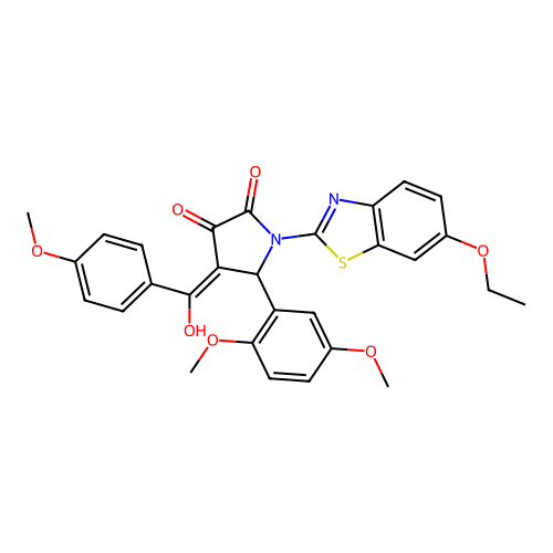 (4E)-5-(2,5-dimethoxyphenyl)-1-(6-ethoxy-1,3-benzothiazol-2-yl)-4-[hydroxy(4-methoxyphenyl)methylidene]pyrrolidine-2,3-dione structure