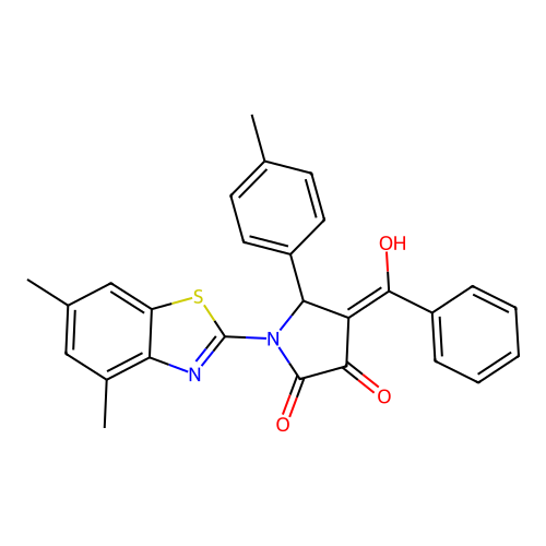 (4E)-1-(4,6-dimethyl-1,3-benzothiazol-2-yl)-4-[hydroxy(phenyl)methylidene]-5-(4-methylphenyl)pyrrolidine-2,3-dione structure