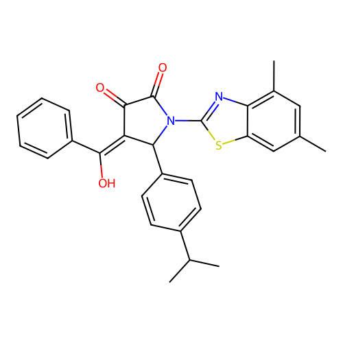 (4E)-1-(4,6-dimethyl-1,3-benzothiazol-2-yl)-4-[hydroxy(phenyl)methylidene]-5-(4-propan-2-ylphenyl)pyrrolidine-2,3-dione structure