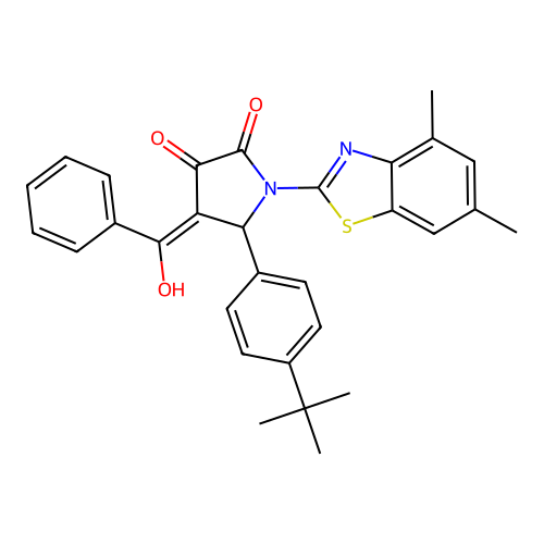 (4E)-5-(4-tert-butylphenyl)-1-(4,6-dimethyl-1,3-benzothiazol-2-yl)-4-[hydroxy(phenyl)methylidene]pyrrolidine-2,3-dione structure