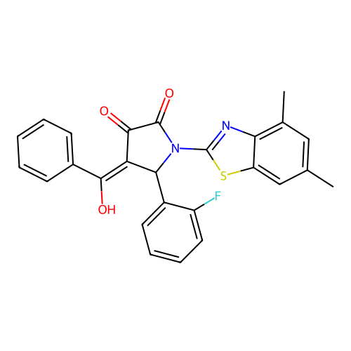 (4E)-1-(4,6-dimethyl-1,3-benzothiazol-2-yl)-5-(2-fluorophenyl)-4-[hydroxy(phenyl)methylidene]pyrrolidine-2,3-dione structure
