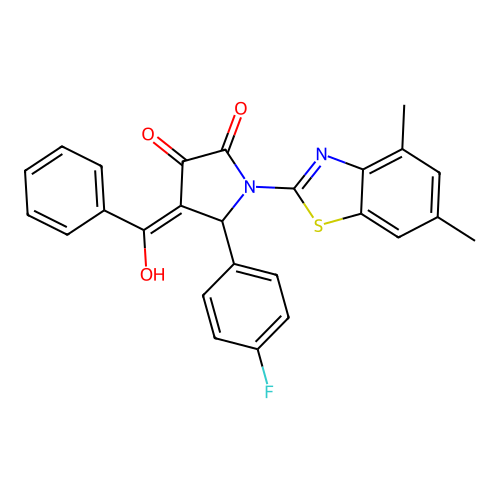 (4E)-1-(4,6-dimethyl-1,3-benzothiazol-2-yl)-5-(4-fluorophenyl)-4-[hydroxy(phenyl)methylidene]pyrrolidine-2,3-dione structure