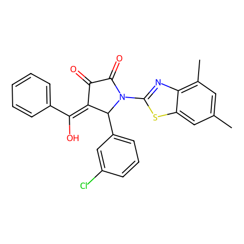 (4E)-5-(3-chlorophenyl)-1-(4,6-dimethyl-1,3-benzothiazol-2-yl)-4-[hydroxy(phenyl)methylidene]pyrrolidine-2,3-dione structure