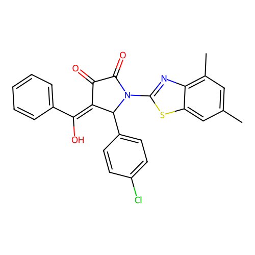 (4E)-5-(4-chlorophenyl)-1-(4,6-dimethyl-1,3-benzothiazol-2-yl)-4-[hydroxy(phenyl)methylidene]pyrrolidine-2,3-dione structure