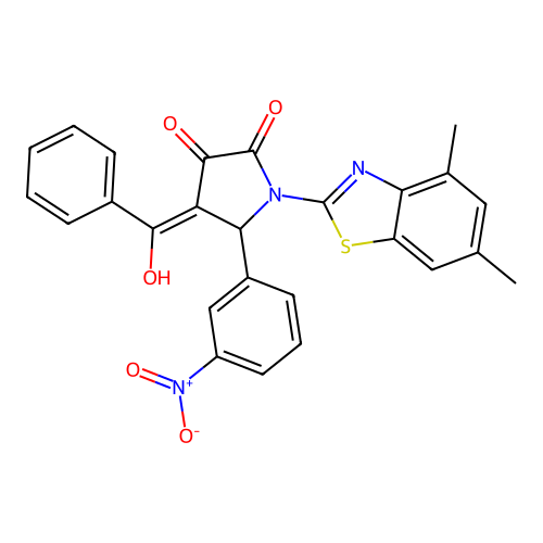 (4E)-1-(4,6-dimethyl-1,3-benzothiazol-2-yl)-4-[hydroxy(phenyl)methylidene]-5-(3-nitrophenyl)pyrrolidine-2,3-dione structure