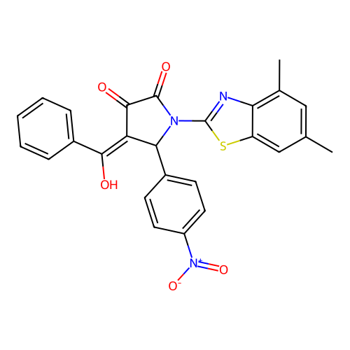 (4E)-1-(4,6-dimethyl-1,3-benzothiazol-2-yl)-4-[hydroxy(phenyl)methylidene]-5-(4-nitrophenyl)pyrrolidine-2,3-dione structure