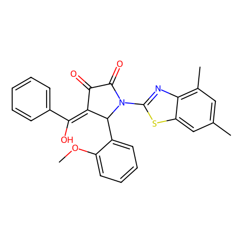 (4E)-1-(4,6-dimethyl-1,3-benzothiazol-2-yl)-4-[hydroxy(phenyl)methylidene]-5-(2-methoxyphenyl)pyrrolidine-2,3-dione structure