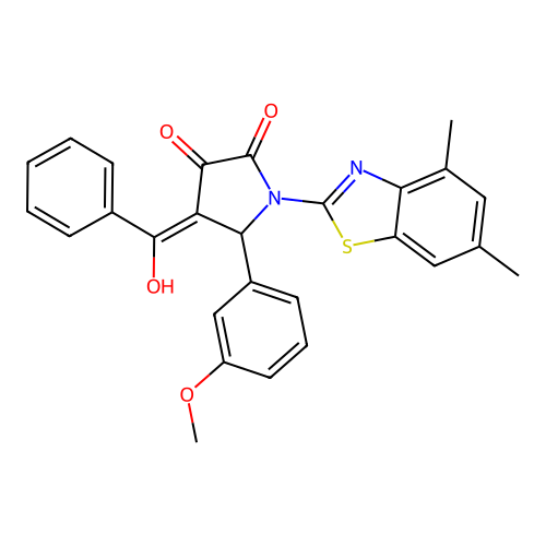(4E)-1-(4,6-dimethyl-1,3-benzothiazol-2-yl)-4-[hydroxy(phenyl)methylidene]-5-(3-methoxyphenyl)pyrrolidine-2,3-dione structure
