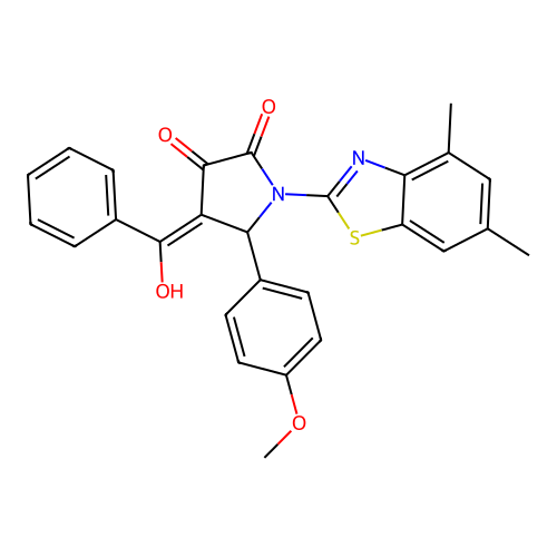 (4E)-1-(4,6-dimethyl-1,3-benzothiazol-2-yl)-4-[hydroxy(phenyl)methylidene]-5-(4-methoxyphenyl)pyrrolidine-2,3-dione structure