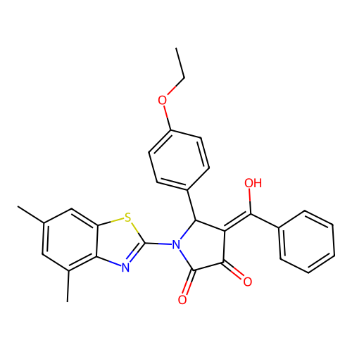 (4E)-1-(4,6-dimethyl-1,3-benzothiazol-2-yl)-5-(4-ethoxyphenyl)-4-[hydroxy(phenyl)methylidene]pyrrolidine-2,3-dione structure