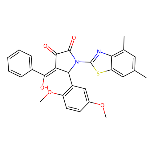 (4E)-5-(2,5-dimethoxyphenyl)-1-(4,6-dimethyl-1,3-benzothiazol-2-yl)-4-[hydroxy(phenyl)methylidene]pyrrolidine-2,3-dione structure