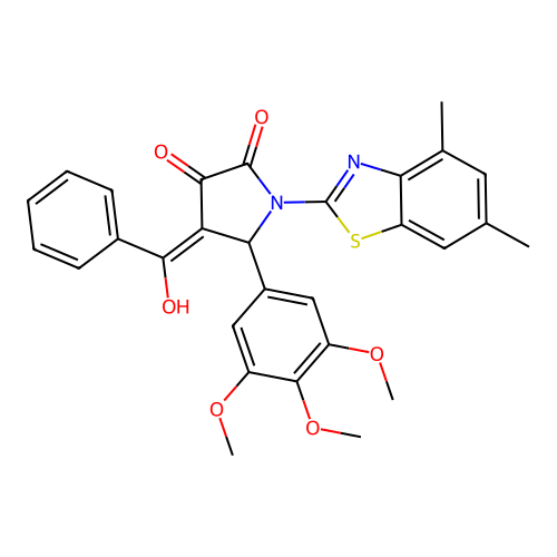 (4E)-1-(4,6-dimethyl-1,3-benzothiazol-2-yl)-4-[hydroxy(phenyl)methylidene]-5-(3,4,5-trimethoxyphenyl)pyrrolidine-2,3-dione structure