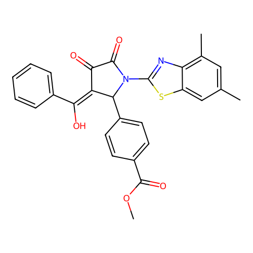 methyl 4-(3-benzoyl-1-(4,6-dimethylbenzo[d]thiazol-2-yl)-4-hydroxy-5-oxo-2,5-dihydro-1H-pyrrol-2-yl)benzoate structure